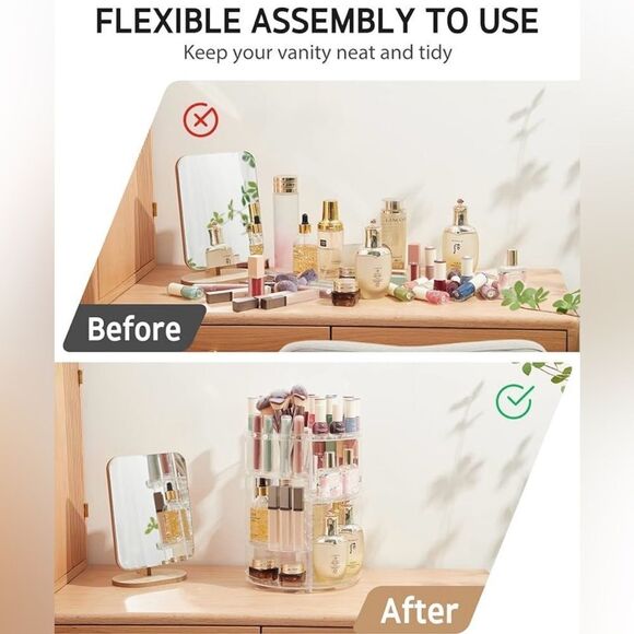 Rotating Adjustable Makeup Organizer Large Capacity - Picture 6 of 7